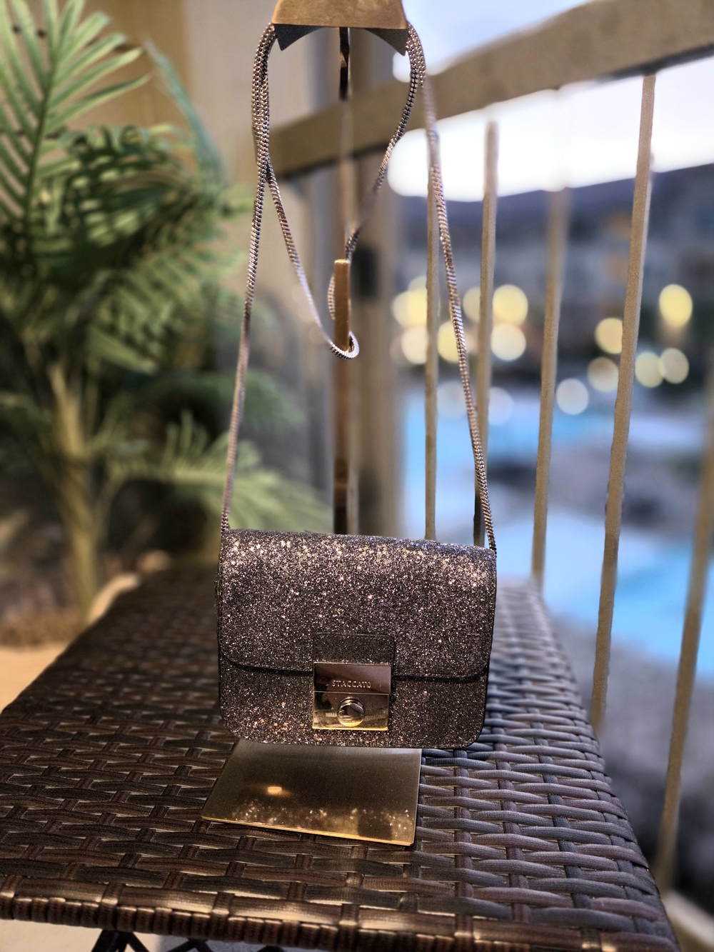 Staccato Sparkle Crossbody Bag in Gunmetal